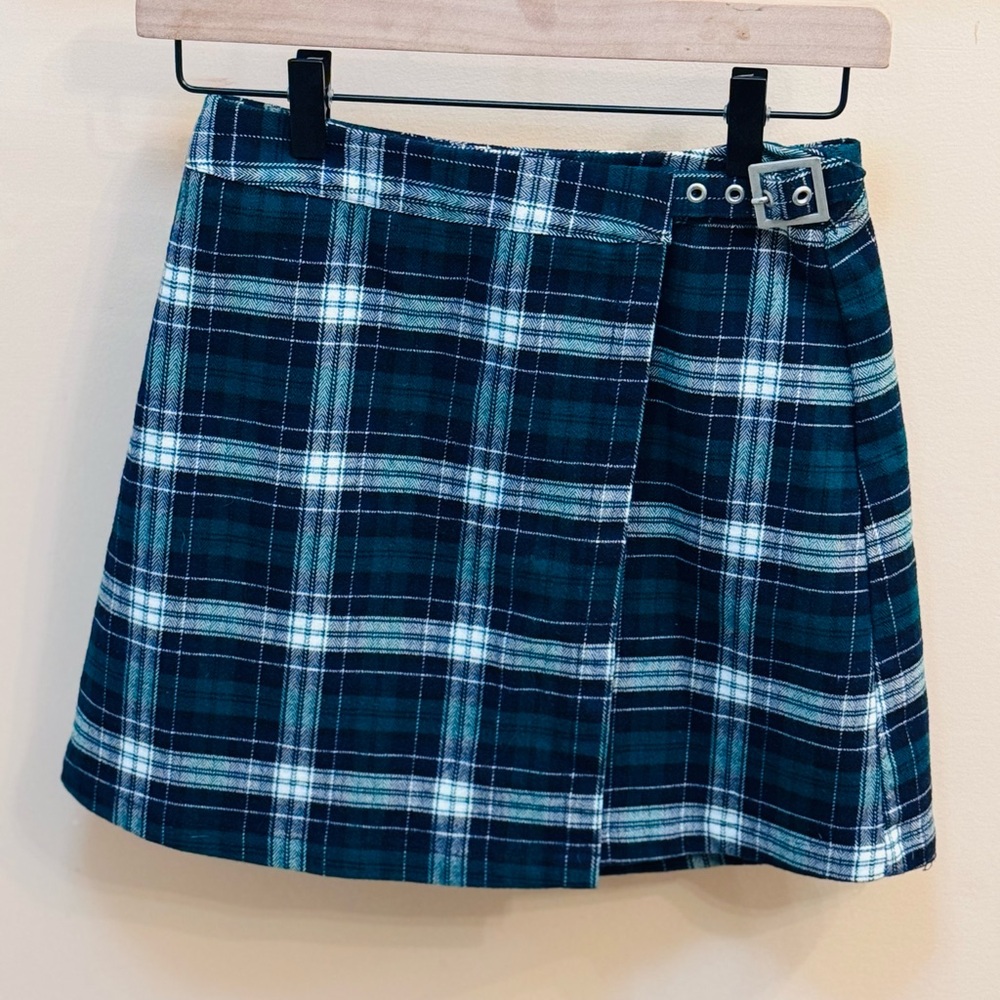 Brandy Melville Blue Mini A-Line Wrap Skirt for Casual Work